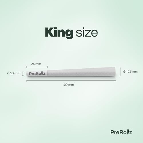 PreRollz 100 Vorgedrehte Hülsen – 109 mm Konische Cones mit 26 mm Filter-Tip – Vorgerollte Joint-Papiere – Pre Rolled Cones – Mit Crisscross-Wasserzeichen für gleichmäßiges Abbrennen
