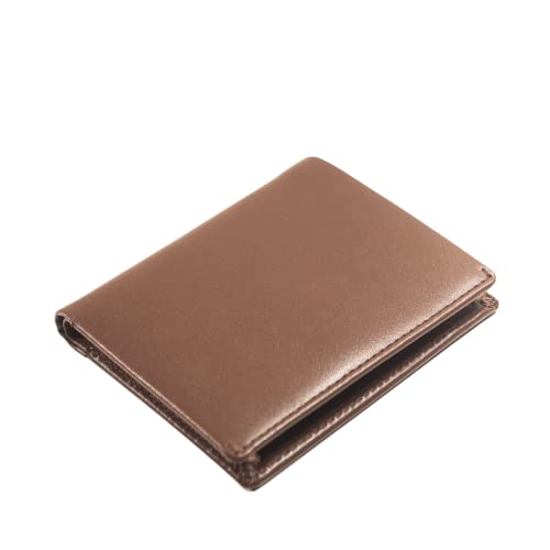 Genuine Leather Mens Slim Wallet - Genuine Leather Bifold RFID Wallet Holds 12 Cards and Lasts for Lifetime - Minimalist Easy Access Wallets for Men (Brown)