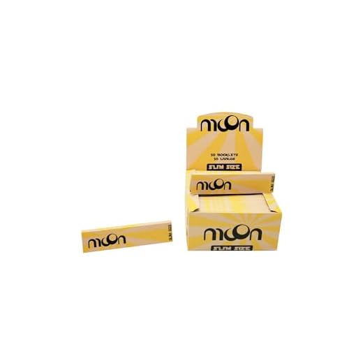 MOON Papel de Fumar Marrón sin Blanquear, Largo, King Size Slim Papel de Liar para Cigarrillos, Caja de 50 librillos de 32 hojas - (110 x 44 mm)
