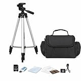 Camera Starter Accessory Kit – 50” Lightweight Tripod & Padded Camera Bag Bundle with 64GB SD Card...