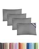 CGK 4 Pack Standard Size Dark Grey Pillow Cases 50x75 cm with Envelope Closure - Brushed Microfiber - Soft, Wrinkle & Fade Resistant - Breathable, Hypoallergenic & OEKO-TEX Standard 100 Certified