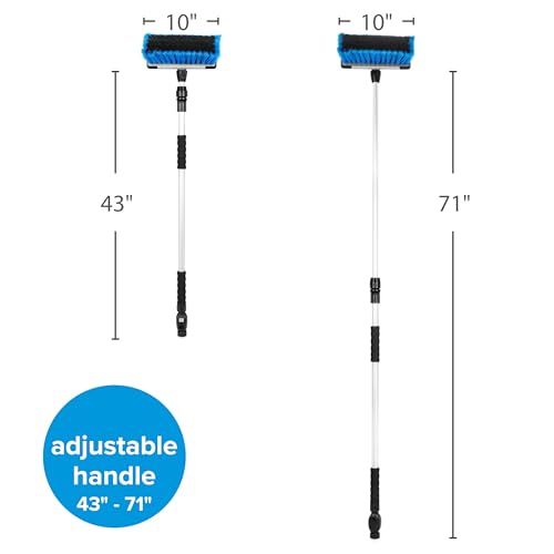 Camco RV Flow-Through Wash Brush - Features an Adjustable Handle, a Standard Garden Hose Connection, and an On/Off Button to Control Water Flow (43633) by Camco - Image 3