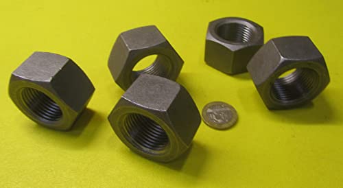 Grade 5 Steel Extra Wide Hex Nuts RH 1-1/8-12 Thread x 1-11/16 W x 31/32 H 5 Pcs