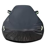 Protección integral: cubierta de automóvil para todo clima para protección en interiores y exteriores, excelente para todas las condiciones climáticas, por ejemplo, rayos UV, suciedad, arena, polvo, nieve, escarcha, contaminantes industriales y excrementos de pájaros, etc., protegiendo su vehículo de los elementos exteriores también. como peligros interiores