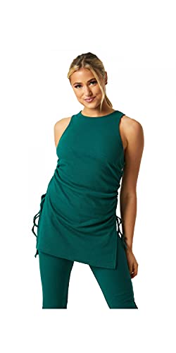 Little Mistress Damen Women's Mylan Ribbed Ruched Side Longline Co-Ord Top, Size 12 UK, Emerald Green Oben Cover