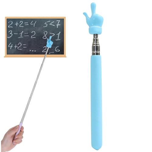 WeddHuis Telescópico de Acero Inoxidable, 1 Pieza, Dedo Puntero, Palo Extensible para Profesores de Escuela Primaria y Jardín de Infancia, Ideal para Presentaciones como Laser Pointer (Azul)