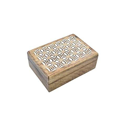 STORE INDYA Hand Carved Decorative Treasure Box Cover