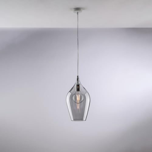 Suspension Ares fer verre gris pyrex 1 lumière d.20 BL273-S1-GR