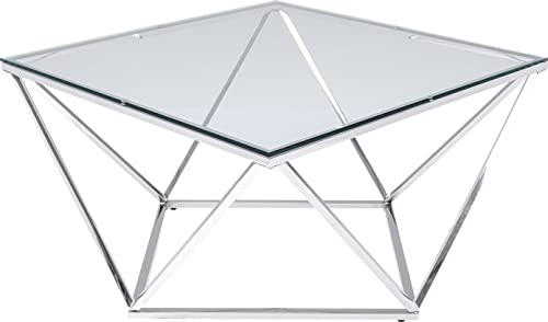 Kare Design Couchtisch Cristallo, Silber, 45x80x80cm
