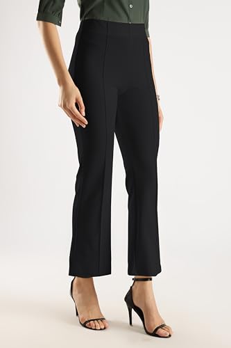 Image of SWADESI STUFF Women's Bell Bottom Trousers - High Waisted Wide Leg Palazzo Pants | Stretchy Cotton Blend Retro Pants for Casual, Office, Party