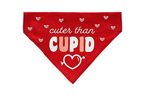 Pearhead Holiday Pet Bandana, Valentine's Day Outfit for Pets, Slide-On Bandana, Dog or Cat Apparel Accessory, Cuter Than Cupid, Small/Medium, S/M