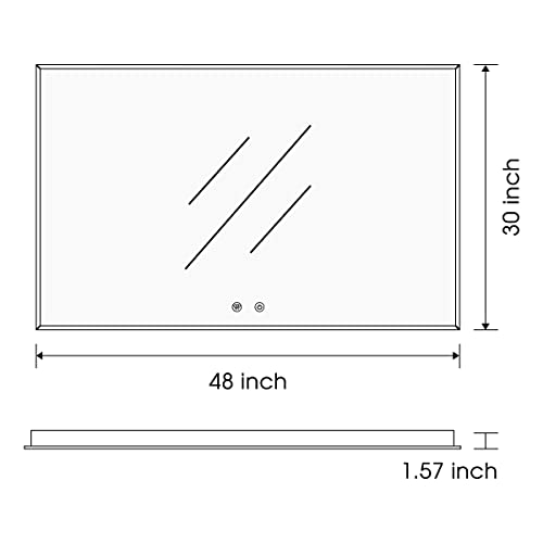 Iowvoe Led Bathroom Mirror 48 X 30 Inch With Backlight, Wall Mounted Lighted Vanity Mirror With Anti-Fog, 3 Colors, Memory Function #TOP7