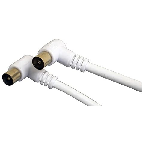 Part King 0.5m White Male Coax Plug Cable with Gold Plated Angled Hooked Connectors Cover