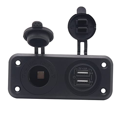 5V 4.8A Dual USB Car Charger Switch Panel 2 portas luz azul à prova d 'água soquete de isqueiro 12V