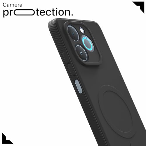 Image of Pikkme Back Cover for Realme P4 Lite 5G Soft Matte Silicone Mag-Safe Design (Mag-Safe Not Support) Camera Protection | Slim Fit Bumper Cover (Black)