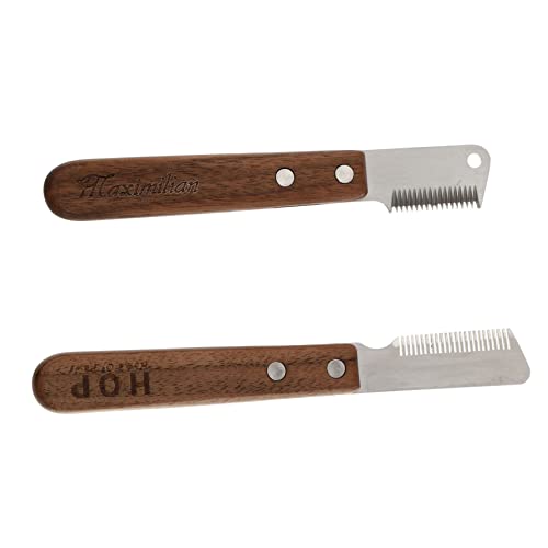 Toddmomy Stainless Steel Pet Comb Hair Pulling Dog Brush for Undercoat Pet Grooming Tool Wide Spaced Blades Comfortable Wood Handle