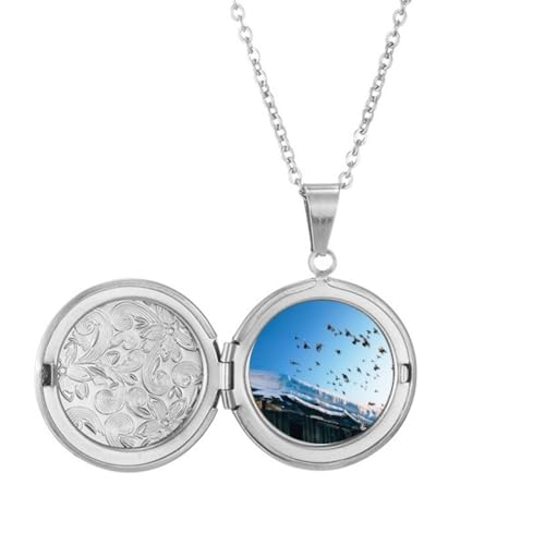 Collier médaillon maison d'oiseaux blanc pendentif poétique
