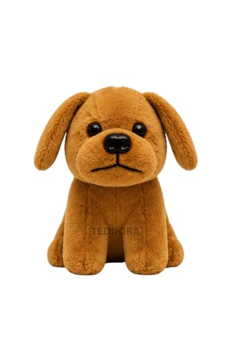 Image of Baby Dog Soft Toy for Girls Boys Kids, Brown, Animal Plush Stuffed Teddy Gift Birthday, 18 cm