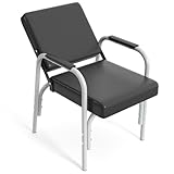 Charmmade Reclining Shampoo Chair,Portable Salon Chair for Shampoo Bowl, Adjustable Barber Chair, Barbershop Reclining Chair,s,Heavy-Duty Chrome Arms, Extra Thick Seat & Backrest for Client Comfort