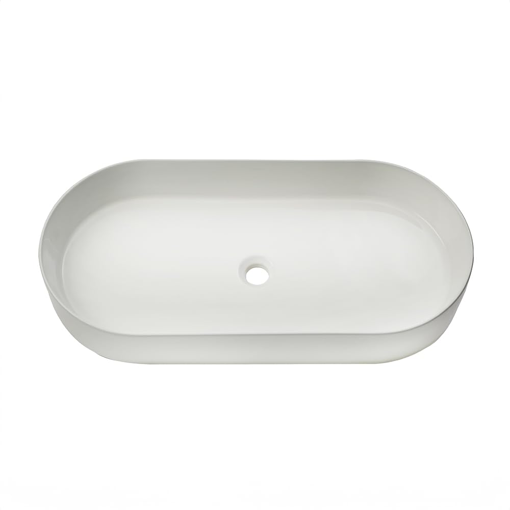 Milano White Ealing Oval Countertop Bathroom Basin Sink - 805Mm X 390Mm