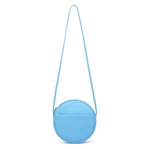 Image of Circle Crossbody Bag for Women NYLON Circle Purse with Zipper Adjustable Knot Shoulder Straps