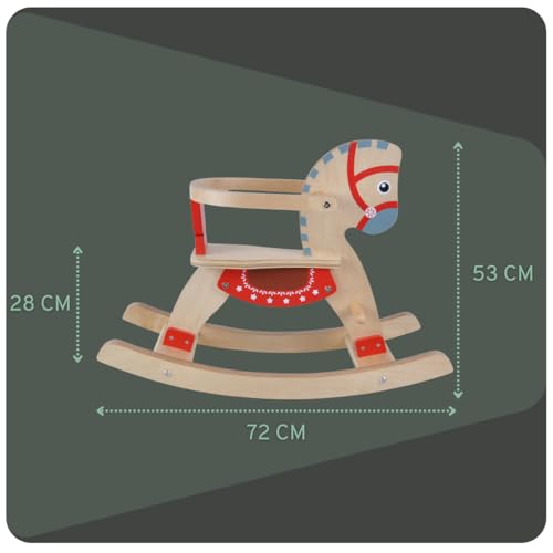 Bandits & Angels Schaukelpferd mit abnehmbarem Steigbügel ab 1 Jahr – Sitzhöhe 28 cm – Schaukelpferd aus Holz – für Jungen und Mädchen – Schaukeltier – Bild 8