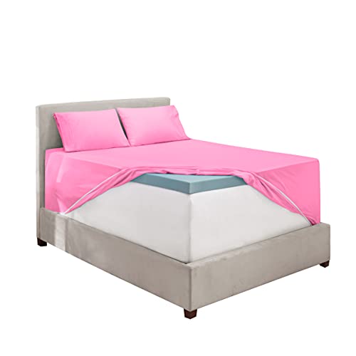 Image of Hearth & Harbor Extra Deep Pocket Sheets - 4 Piece Hotel Luxury Sheet Set Fits Up to 24 inch Mattress - Ultra Soft Luxury Bed Sheet Set - Soft & Breathable - Twin, Light Pink