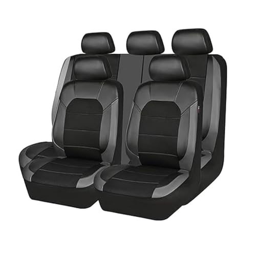 MeKnMoney 9 Pièces Housses de Siège de Voiture pour Renault Espace 6 VI 2023 2024 2025 2026, Cuir Protection Siège Auto Interieu Accessoire,B/Black Gray
