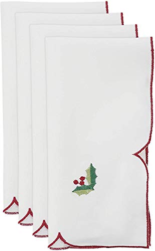 Fennco Styles Embroidered Holiday Ornament Christmas Cloth Napkins 20