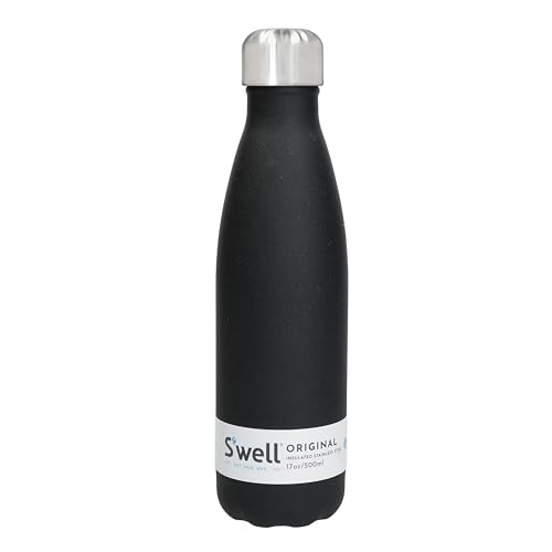 Photo de Bouteille Original S'well, Onyx, 500ml. Bouteille isotherme sous vide pour conserver les boissons froides et chaudes - En Acier inoxydable sans BPA bouteille pour les déplacements