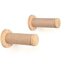 FUKUMARU Katzentreppe Wand, Kletterstufe (2er-Pack), massives Gummibaumholz, Ø 9 x L30 cm Sisal-Pfosten, Wandmontage Jute-Kratzäulen, DIY Kletterwand Katzen