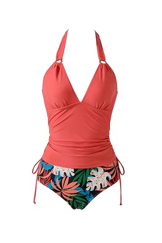 MOOSLOVER Women Halter Plunging Tankini Swimsuits High Waisted Two Piece Bathing Suits Swimwear4