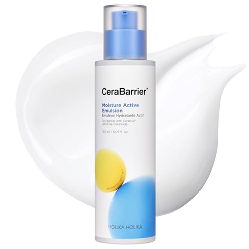 HOLIKA HOLIKA Cerabarrier Moisture Emulsion - Face Hydrating Lotion Barrier Repair - 5 Ceramide Complex, Phytosterols, Squalane - Hypoallergenic Korean Skincare for Dry Sensitive Skin, 5.07 fl.oz.