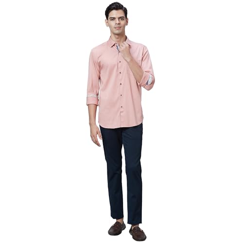 Image of Park Avenue Men's Regular Fit Mid Rise Neo Fit Cotton Blend Solid Pattern Flat Front Casual Chinos