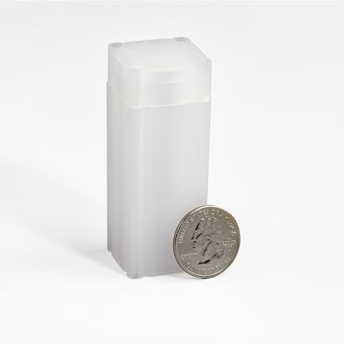 LIGHTHOUSE - Square Coin Tubes - Convenient Push Top Virtually Unbreakable Acid Free and Archival Quality - Coin Tubes for US Quarters 10 Pack
