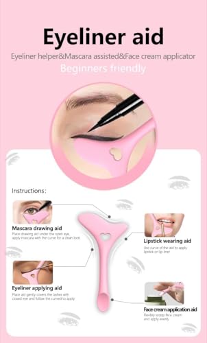 Image of 4 in 1 Multipurpose Soft Silicone Eyeliner Mascara Shield Applicator Guard | Eyeliner Stencil | Lipstick Assist | Face Cream & Clay Applicator Tool (Pack of 1)