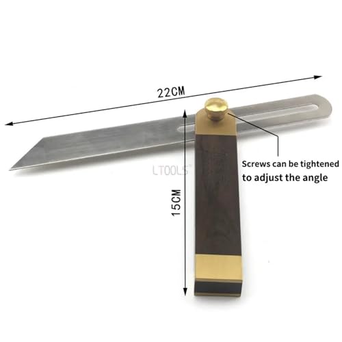 Regla ajustable de ángulo de madera con mango de ébano miniatura 7