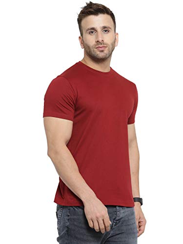 Image of Scott International Biowash T-Shirts for Men's & Boys- Round Neck, Half Sleeves, Cotton, Regular Fit, Stylish, Branded Solid Plain Tshirt for Men- Ultra Soft, Comfortable, Lightweight T-Shirt Maroon