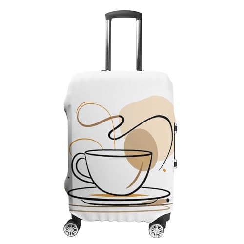 Carry on Luggage Cover Coffee Line Drawing Suitcase Covers for Luggages Tsa Approved Travel Luggage Sleeve Protector Elastic Suitcase Protector Anti-Scratch Washable Fits 19-30 Inch Case -L
