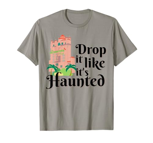 Design Trends Shop Hollywood Tower Hotel Retro Haunted Terror Ride T-Shirt, Unisex, Grey, Small, Short Sleeve
