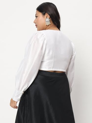 Image of studio rasa Women's Plus Size Chroma Button Down Crop Top for Wedding Festive Party