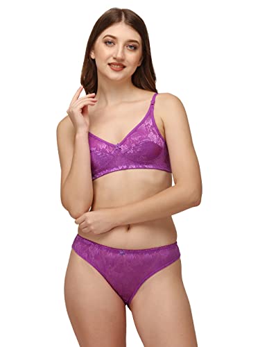 Image of Women Cotton Bra Panty Set for Women Lingerie Set Bra Panty Set for Women with Sexy Bra Panty Set for Women Innerwear Pack of 1 Sets Color:-Pink