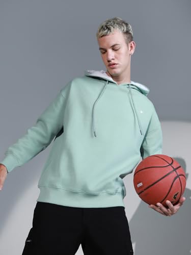 Image of Hubberholme Men Green Cotton Long Sleeves Regular Hood Sweatshirts HHMSSW23009