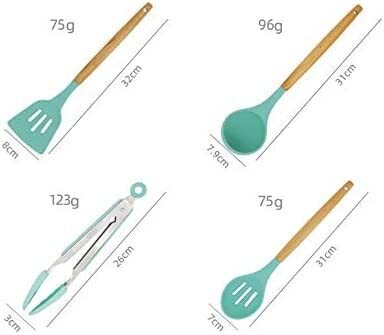 Küchenutensilien-Set Pfannenwender Silikon-Küchenwerkzeug-Set Kochutensilien-Set Pfannenwender Schaufel Suppenlöffel mit Holzgriff Spezielles hitzebeständiges Design