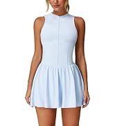 ABOCIW Womens Zip Front Tennis Dress High Neck Sleeveless Workout Golf Dresses Build in Shorts wi...