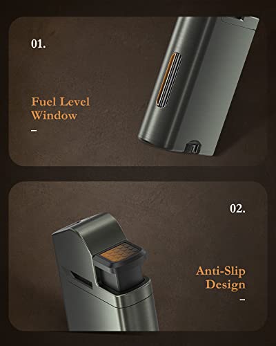 RONXS Torch Lighter, 2 Pack Adjustable Jet Flame Butane Lighter, Mini Refillable Windproof Cool Lighters, Great Gift Idea for Men and Women (Butane Gas Not Included) (Gray)