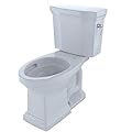 TOTO CST404CEFRG#01 Promenade II Two-Piece Elongated 1.28 GPF Universal Height Toilet with CeFiONtect and Right-Hand Trip Lever, Cotton White