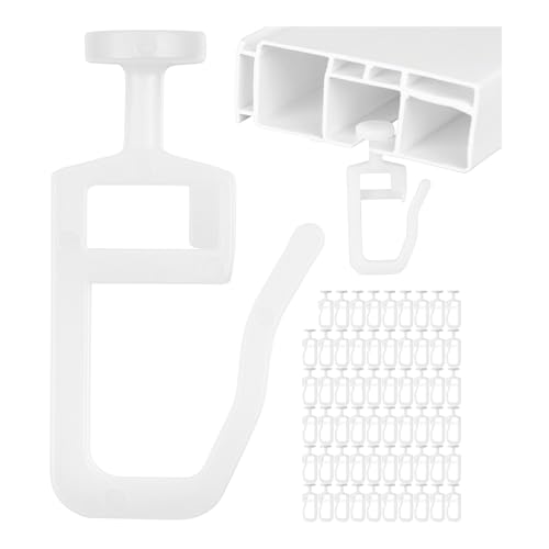 Ganchos de Cortina, Planeadores de 60 x Cortina, Blanco, Gancho de Cabeza Plana de 7 mm, 3-4 mm de Ancho de Marcha y 8 x 3 mm de Cámara de Rodillo, Anillos para Cortinas, Rollos de Cortina Blancos