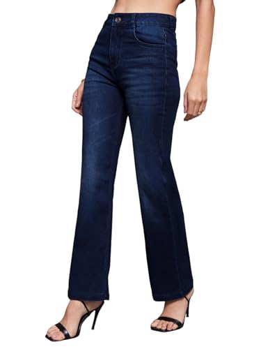 Image of Miss Chase Women's Skinny Fit High Rise Regular Length Stretchable Denim Jeans (MCSS24DEN79-02-512-38, Mystic Blue, 38)