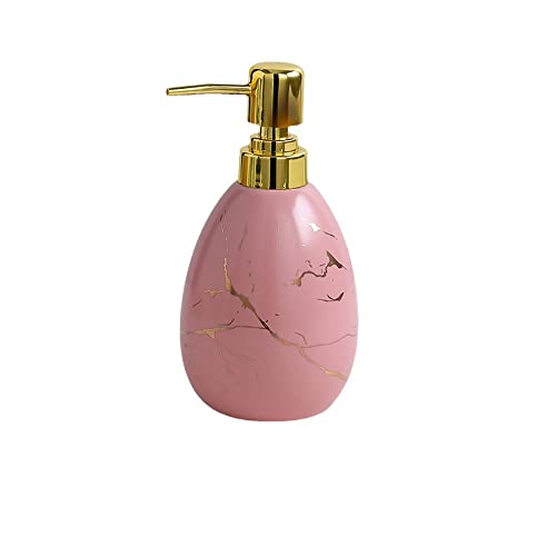 Distributeur Savon Céramique-Bouteille De Lotion En Céramique Rose Bouteille De Lotion De Shampoing Avec Pompe, Appuyez Sur Le Distributeur De Savon Pour Les Mains Vide , Distributeur De Douche D' Cover